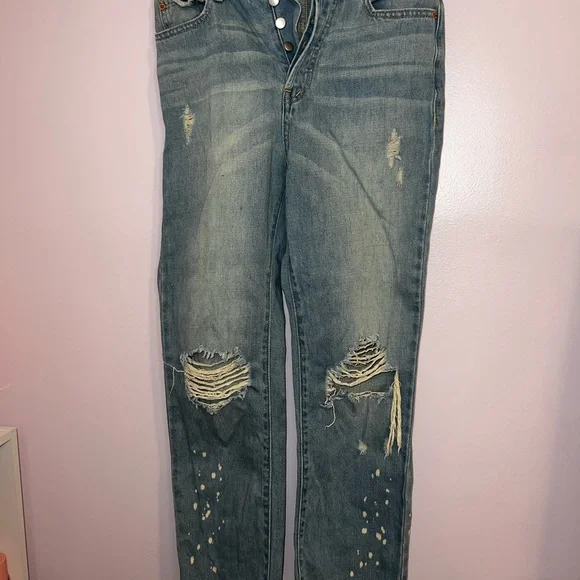 Urban Outfitters BDG Women’s Distressed Ripped Polka Dot Jeans - Picture 2 of 8